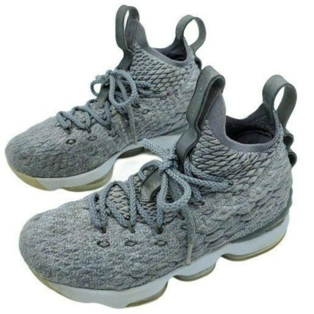 Nike LeBron 15 Wolf Grey Kids Basketball Shoes 922811-005 Size 5Y